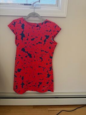 Mahi Gold Bright Red Floral Shift Dress, size Large